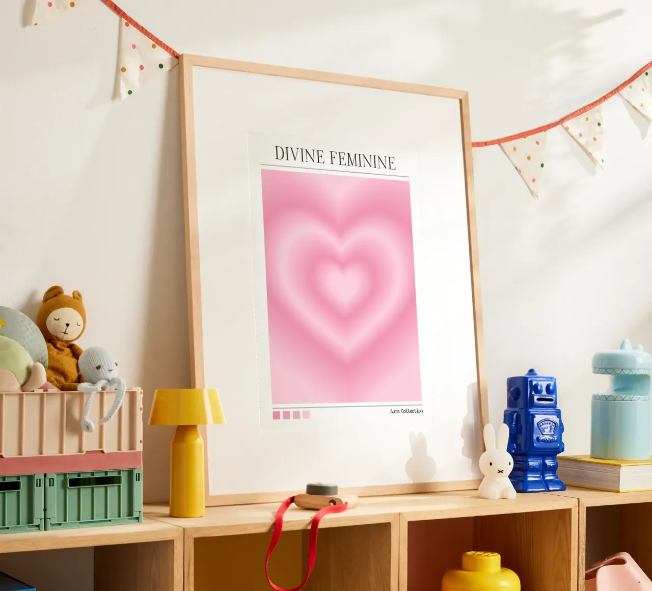 Stampa Aura Cuore Rosa Femminile Divino - Collezione Aura poster con telaio in alluminio da homdeco
