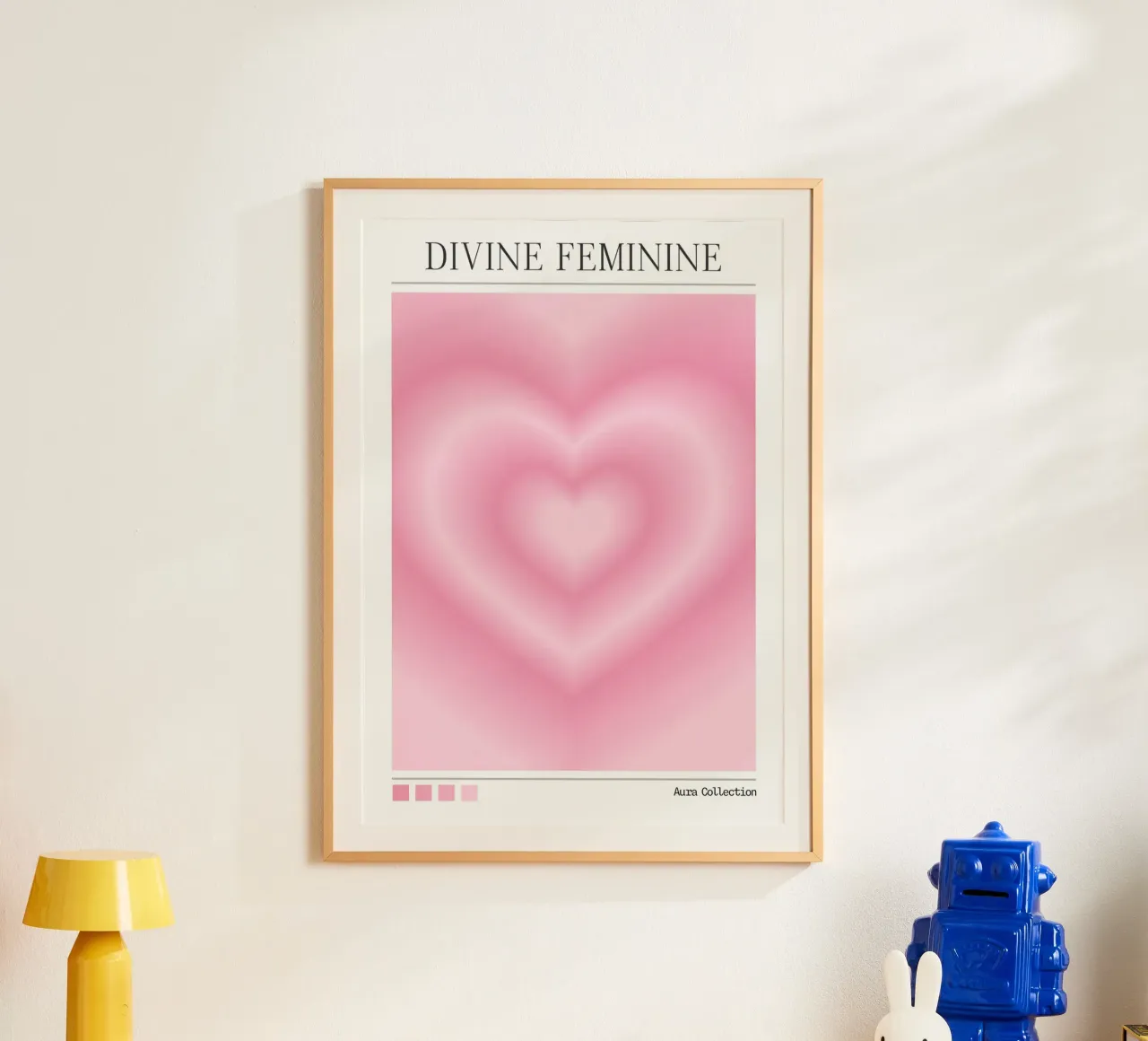 Stampa Aura Cuore Rosa Femminile Divino - Collezione Aura poster con telaio in alluminio da homdeco