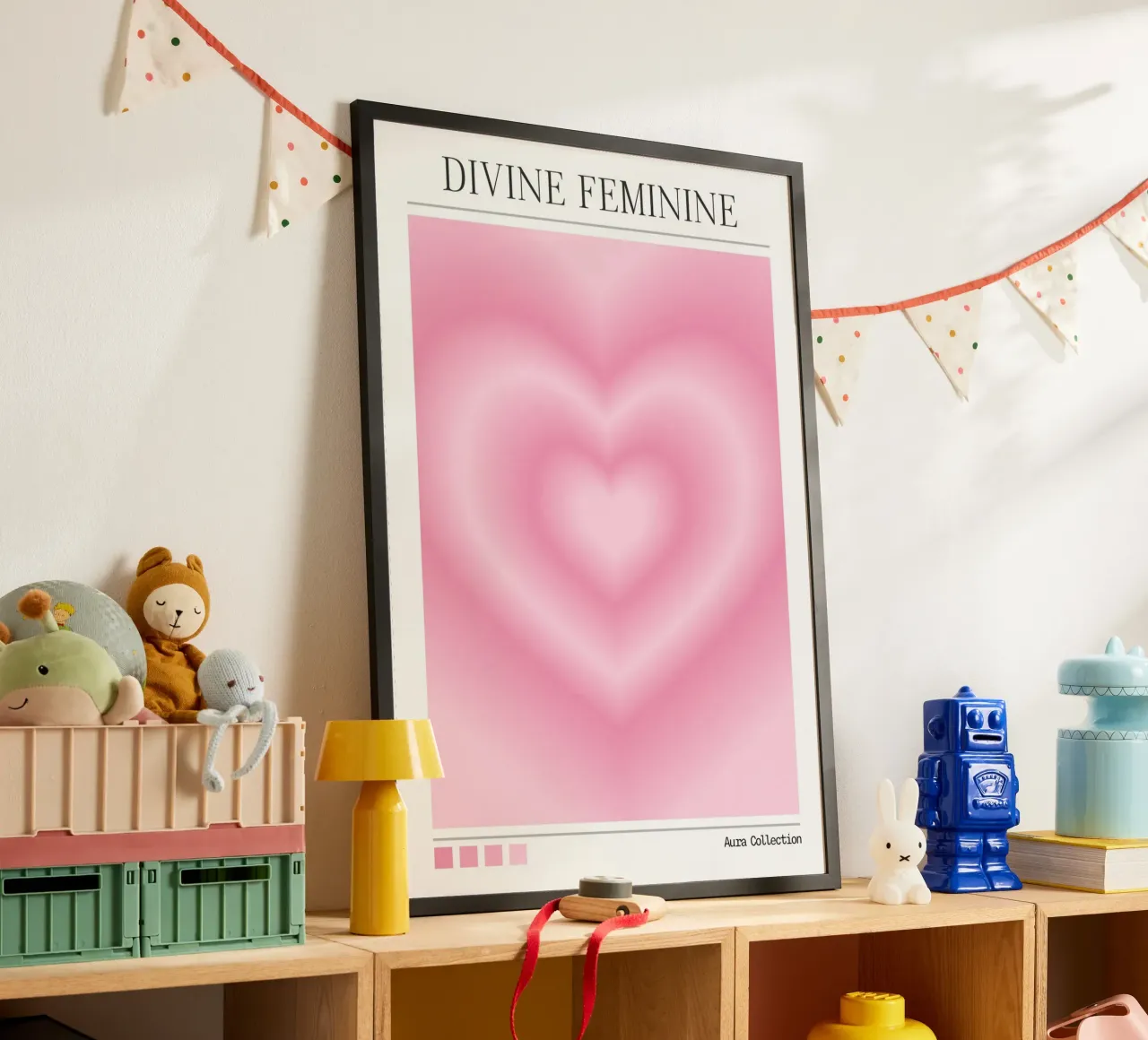 Stampa Aura Cuore Rosa Femminile Divino - Collezione Aura poster con telaio in alluminio da homdeco
