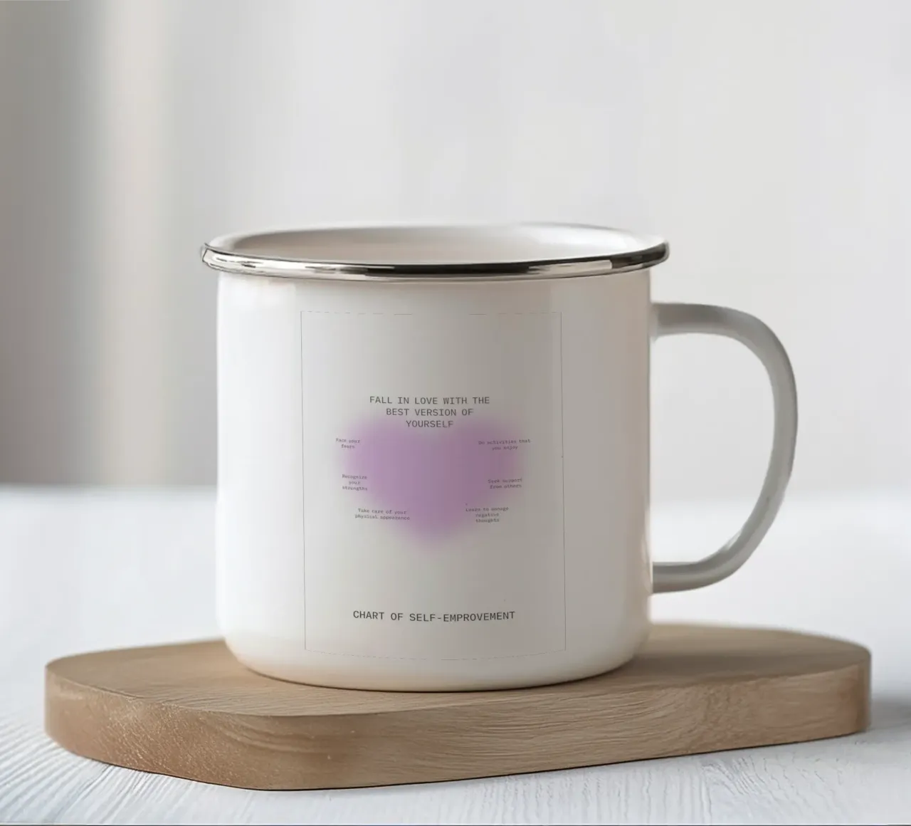 Innamorarsi di sé - Grafico di auto-miglioramento tazza in smalto da homdeco