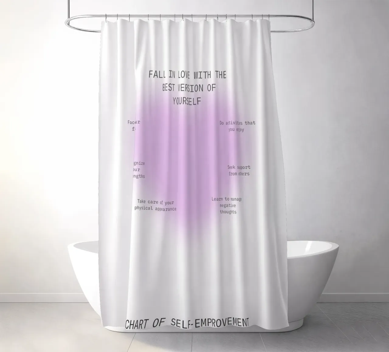 Verliebe dich in dich selbst - Chart zur Selbstverbesserung Duschvorhang von homdeco