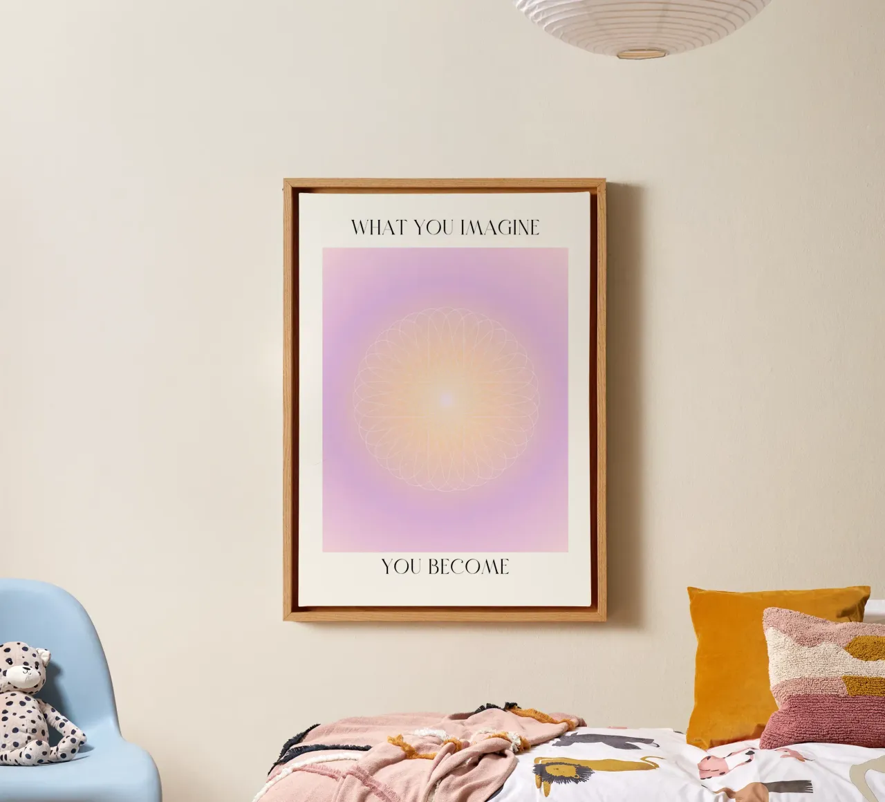 What You Imagine Sacred Geometry Aura Print canvas with Floater frame by homdeco