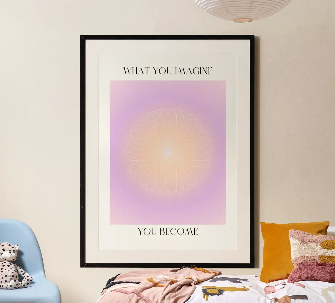 What You Imagine Sacred Geometry Aura Print poster with plastic frame by homdeco