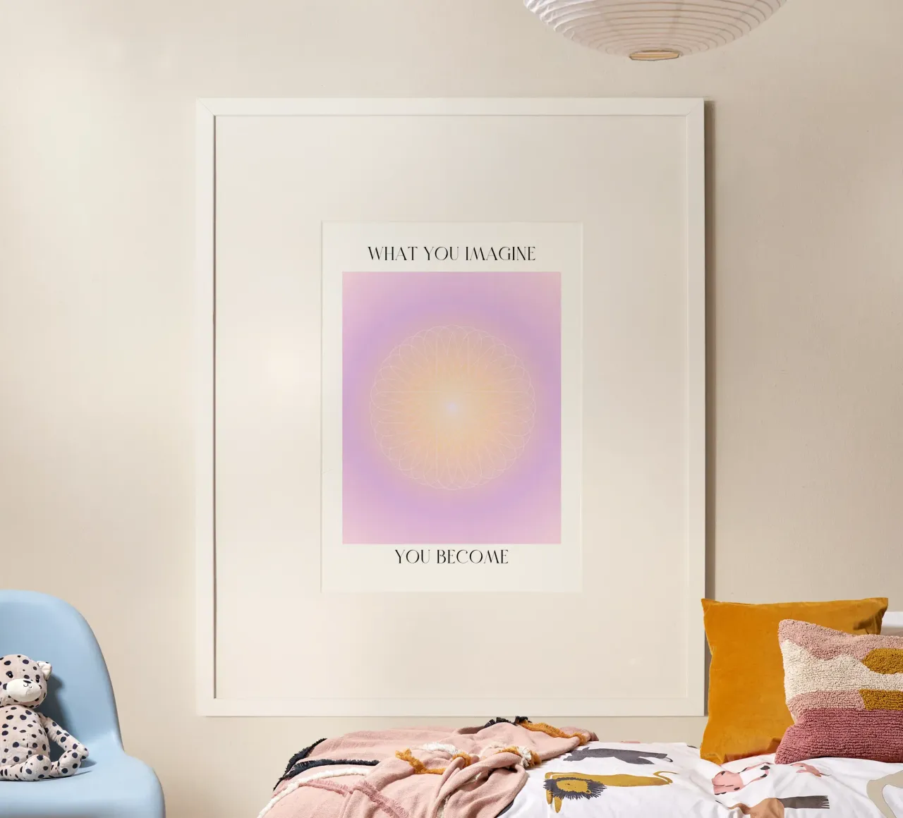 What You Imagine Sacred Geometry Aura Print poster with plastic frame by homdeco