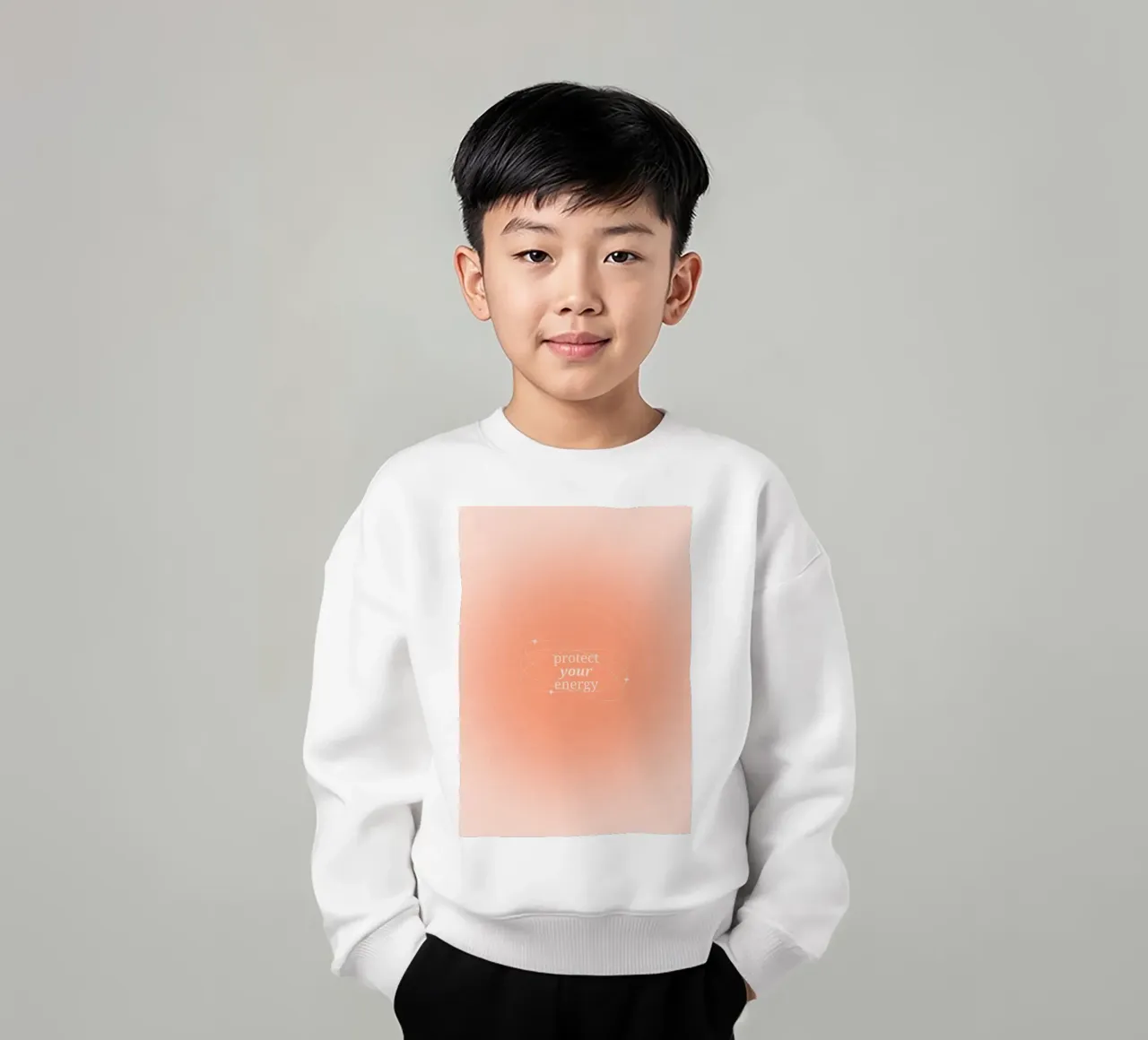 Protect Your Energy Peach Aura Gradient Print kids sweatshirt by homdeco