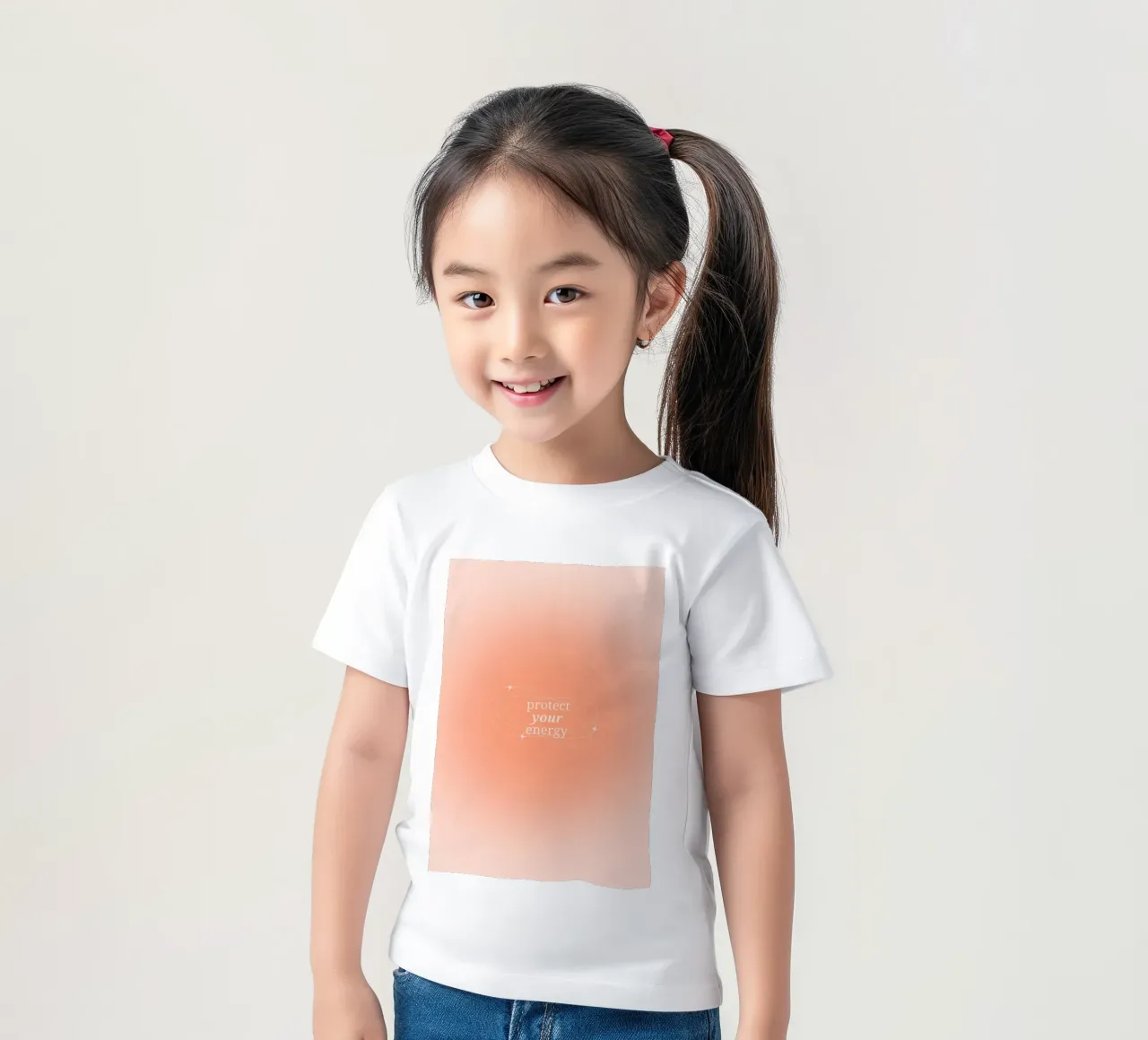 Protect Your Energy Peach Aura Gradient Print kids t-shirt by homdeco