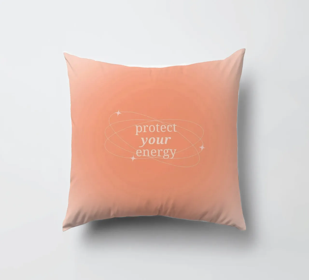 Protect Your Energy Peach Aura Gradient Print decorative cushion by homdeco