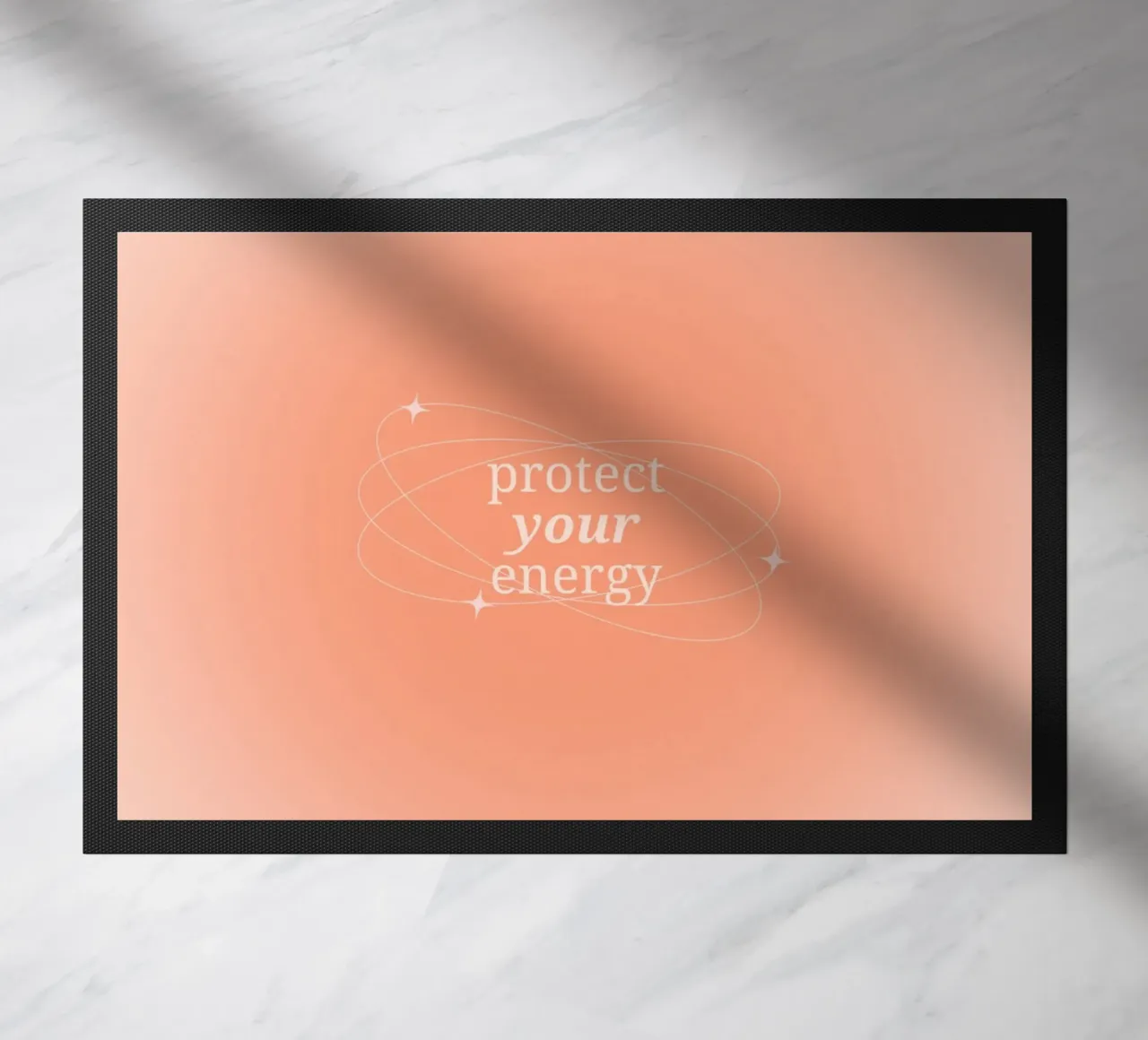 Protect Your Energy Peach Aura Gradient Print doormat by homdeco