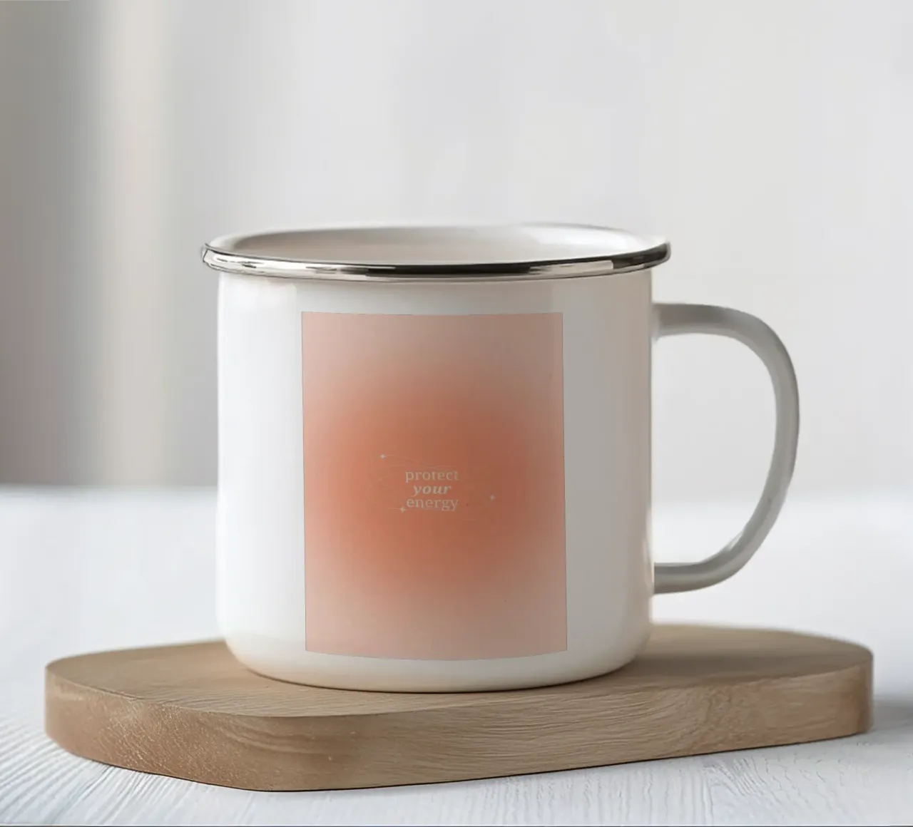 Schütze deine Energie Pfirsich Aura Farbverlauf Druck Emaille Tasse von homdeco