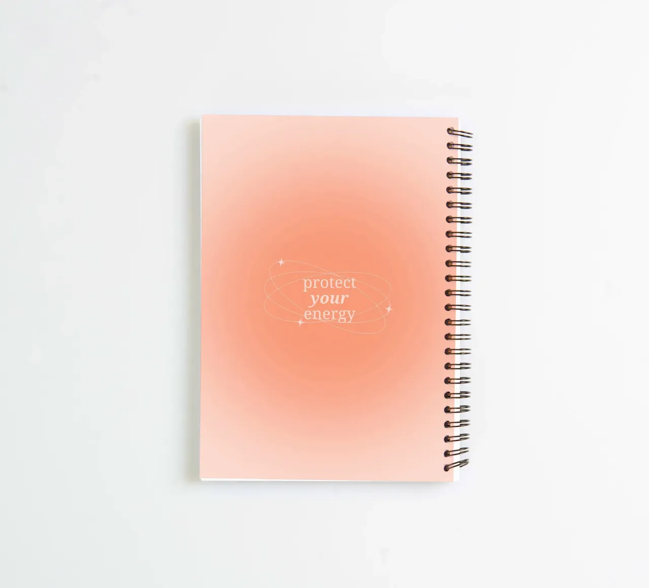 Protect Your Energy Peach Aura Gradient Print spiral notebook by homdeco
