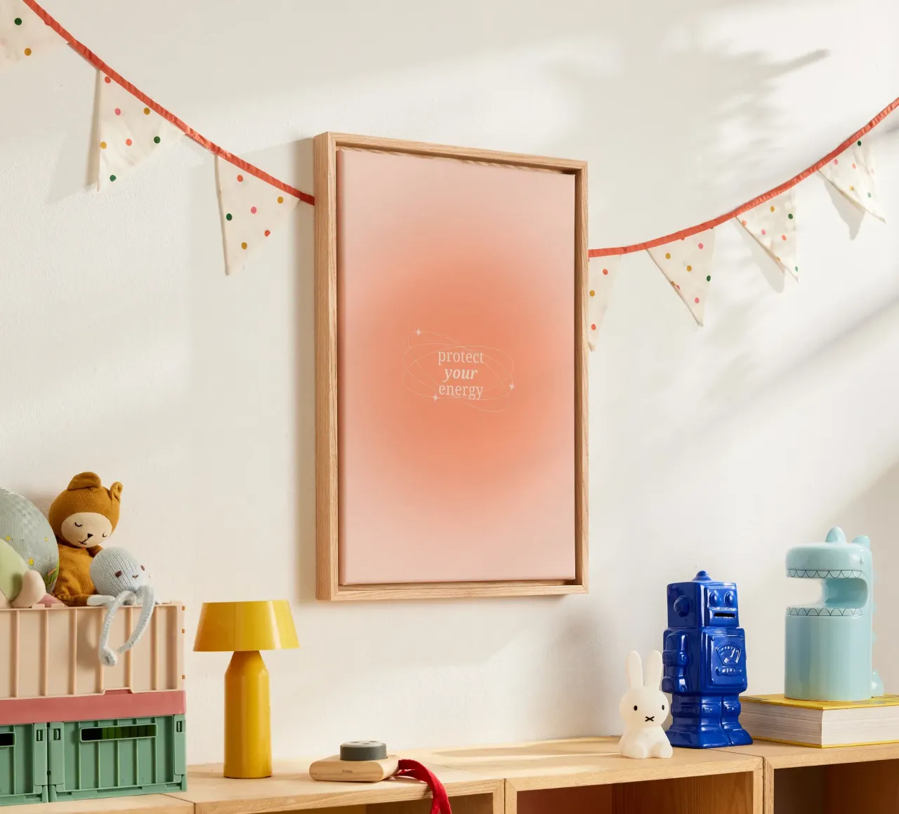 Protect Your Energy Peach Aura Gradient Print canvas by homdeco