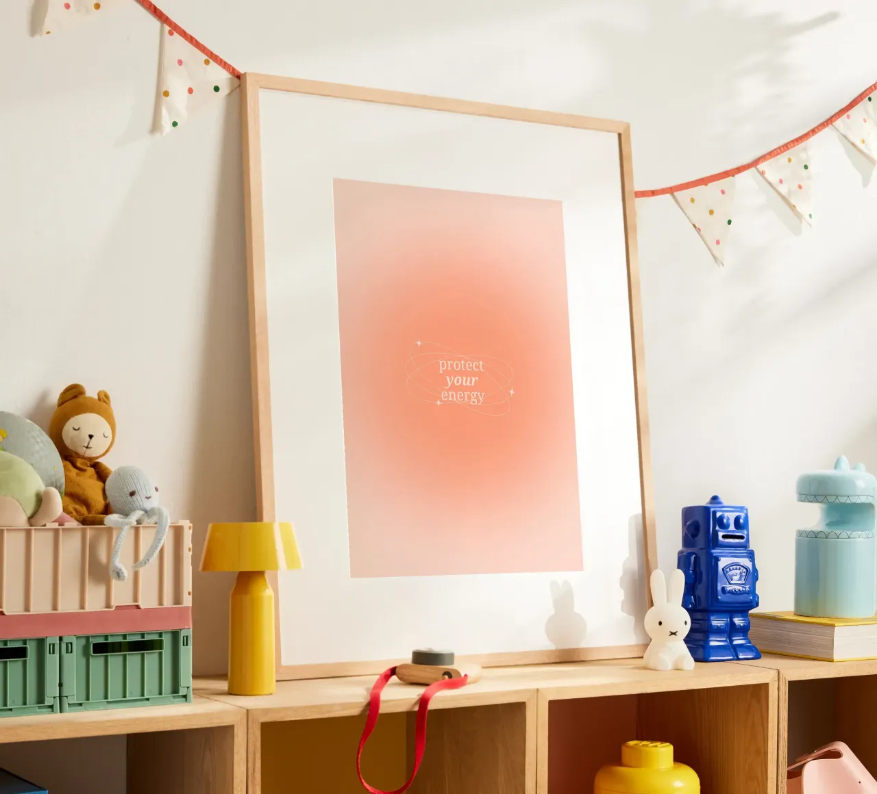 Protect Your Energy Peach Aura Gradient Print hahnemühle by homdeco