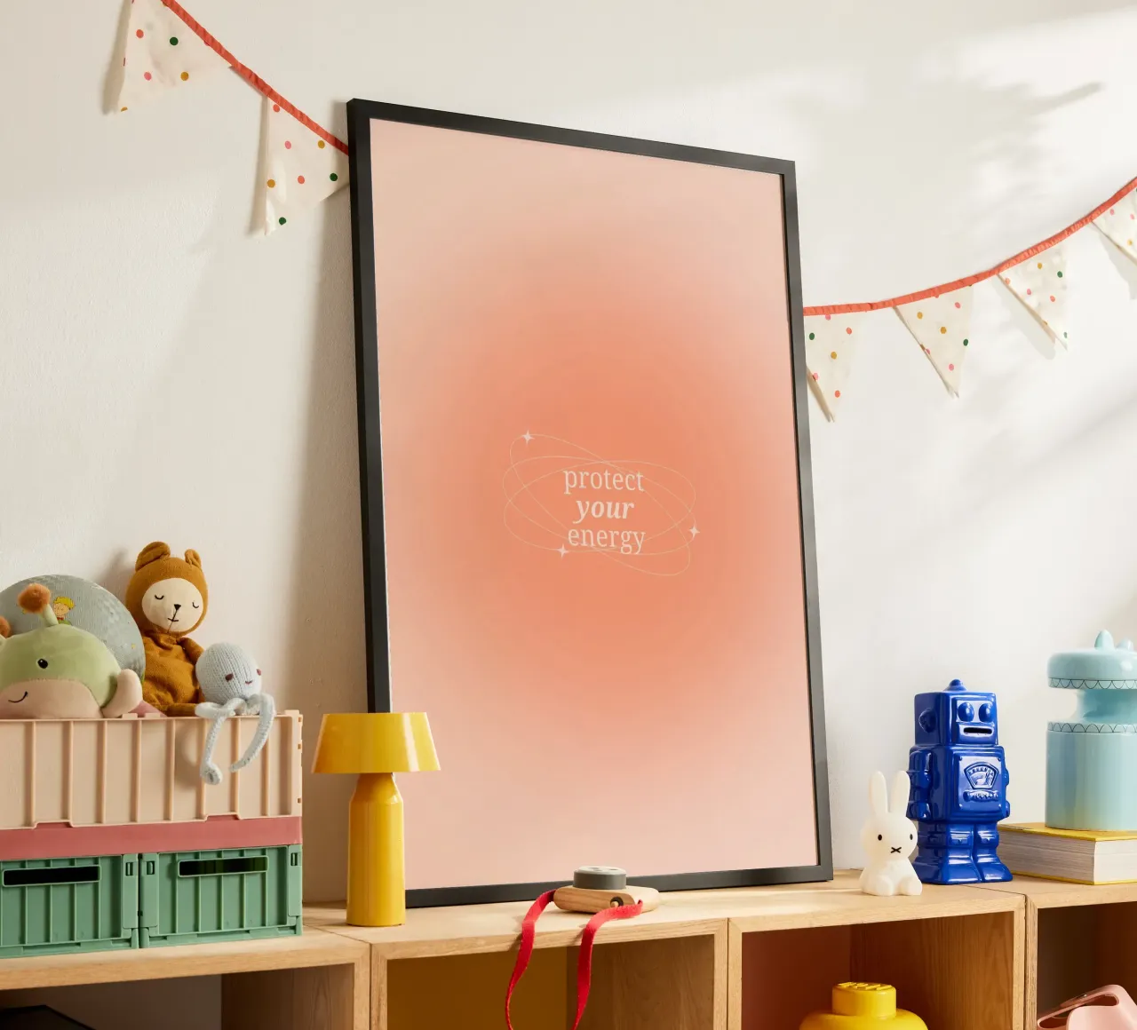 Protect Your Energy Peach Aura Gradient Print hahnemühle by homdeco