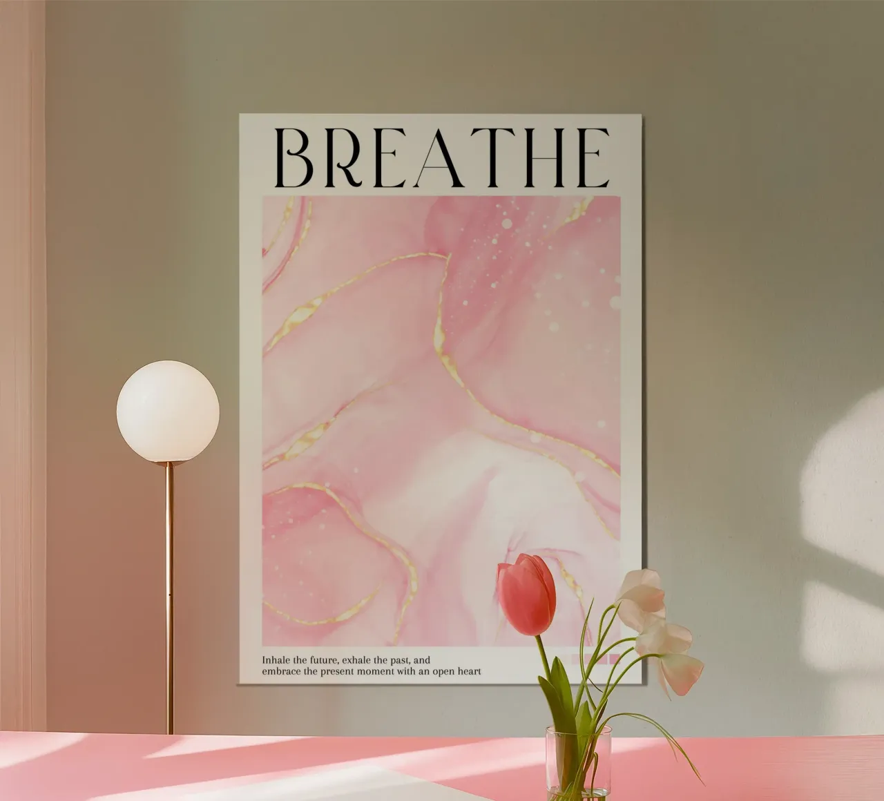 Breathe Pink Gold Alcohol Ink Art Print hahnemühle by homdeco
