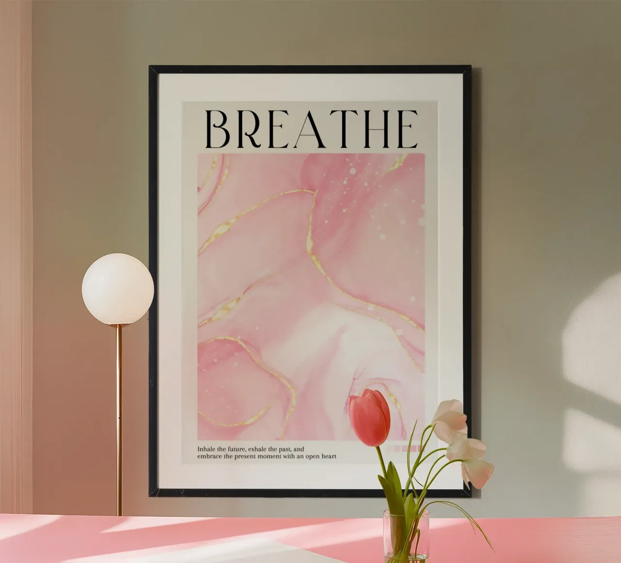 Breathe Pink Gold Alcohol Ink Art Print hahnemühle by homdeco