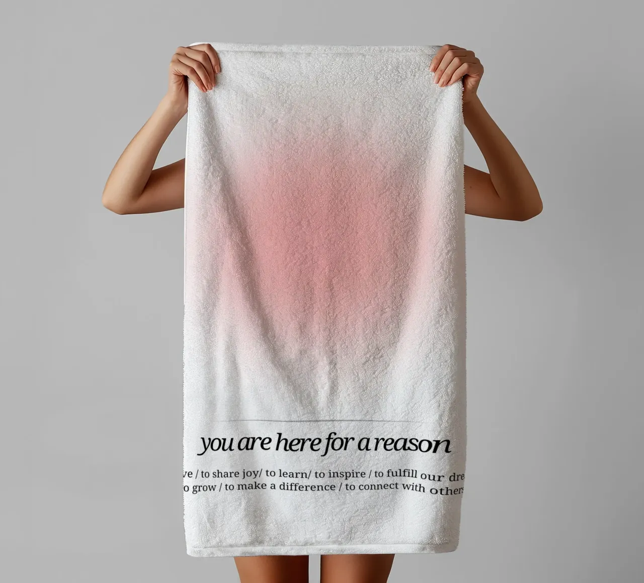 You Are Here For A Reason - Pink Aura Print towel by homdeco