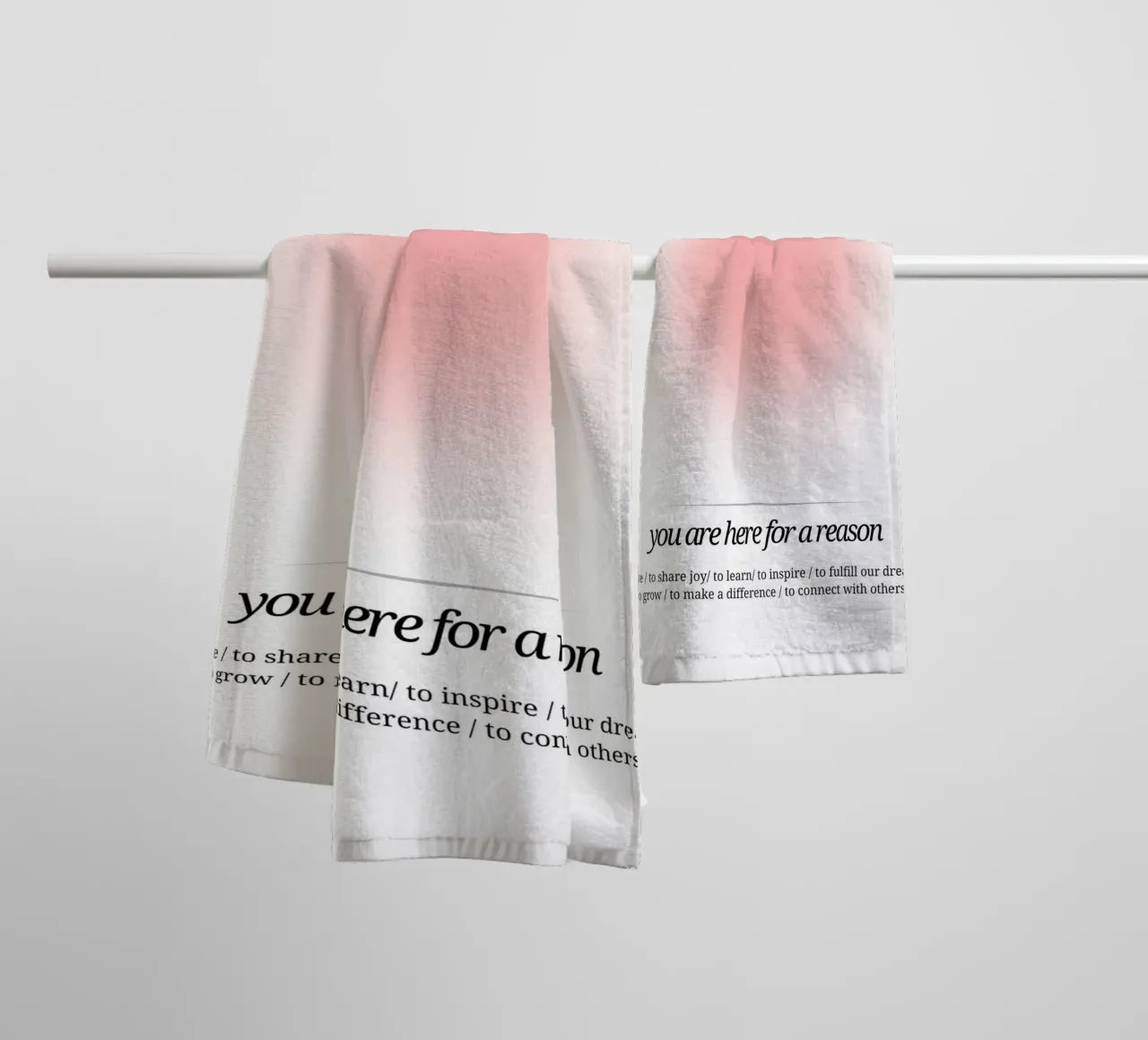 You Are Here For A Reason - Pink Aura Print towel by homdeco