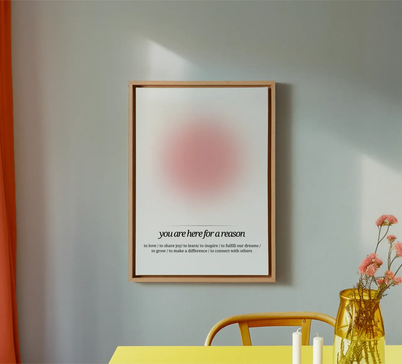 You Are Here For A Reason - Pink Aura Print canvas with Floater frame by homdeco