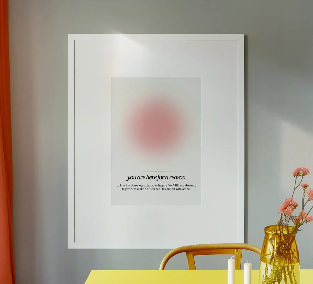 Sei qui per una ragione - Stampa Aura rosa carta hahnemühle da homdeco