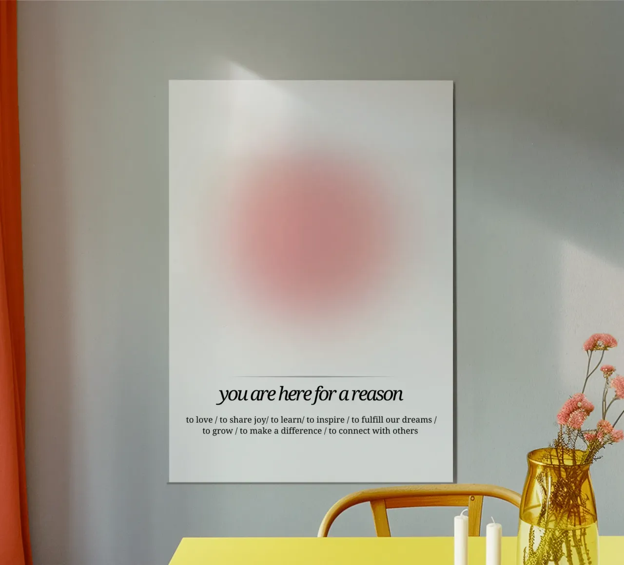 Sei qui per una ragione - Stampa Aura rosa carta hahnemühle da homdeco