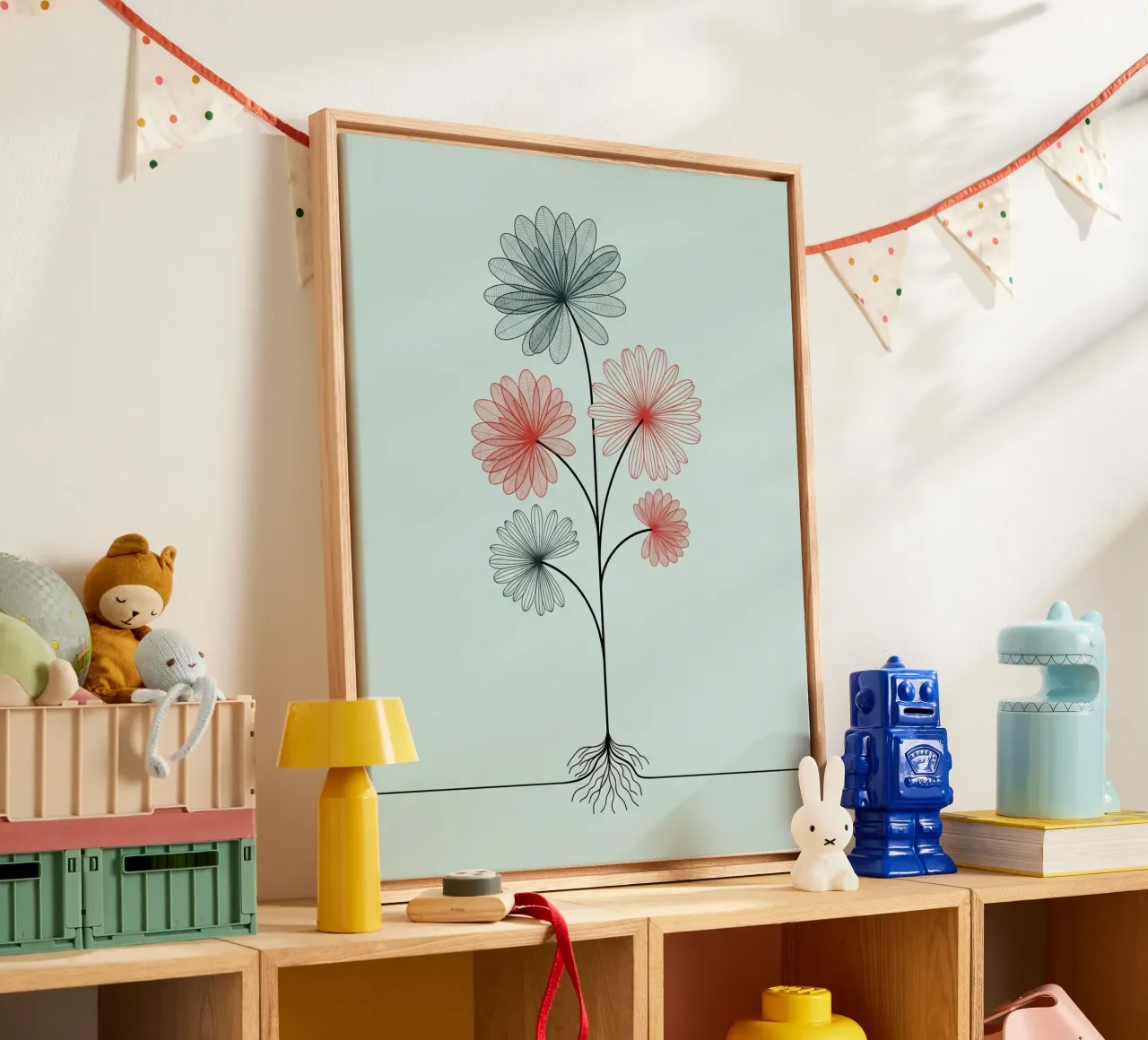 Floral bauhaus #081:  Good Vibrations tela con Cornice a cassetta da Zen Design