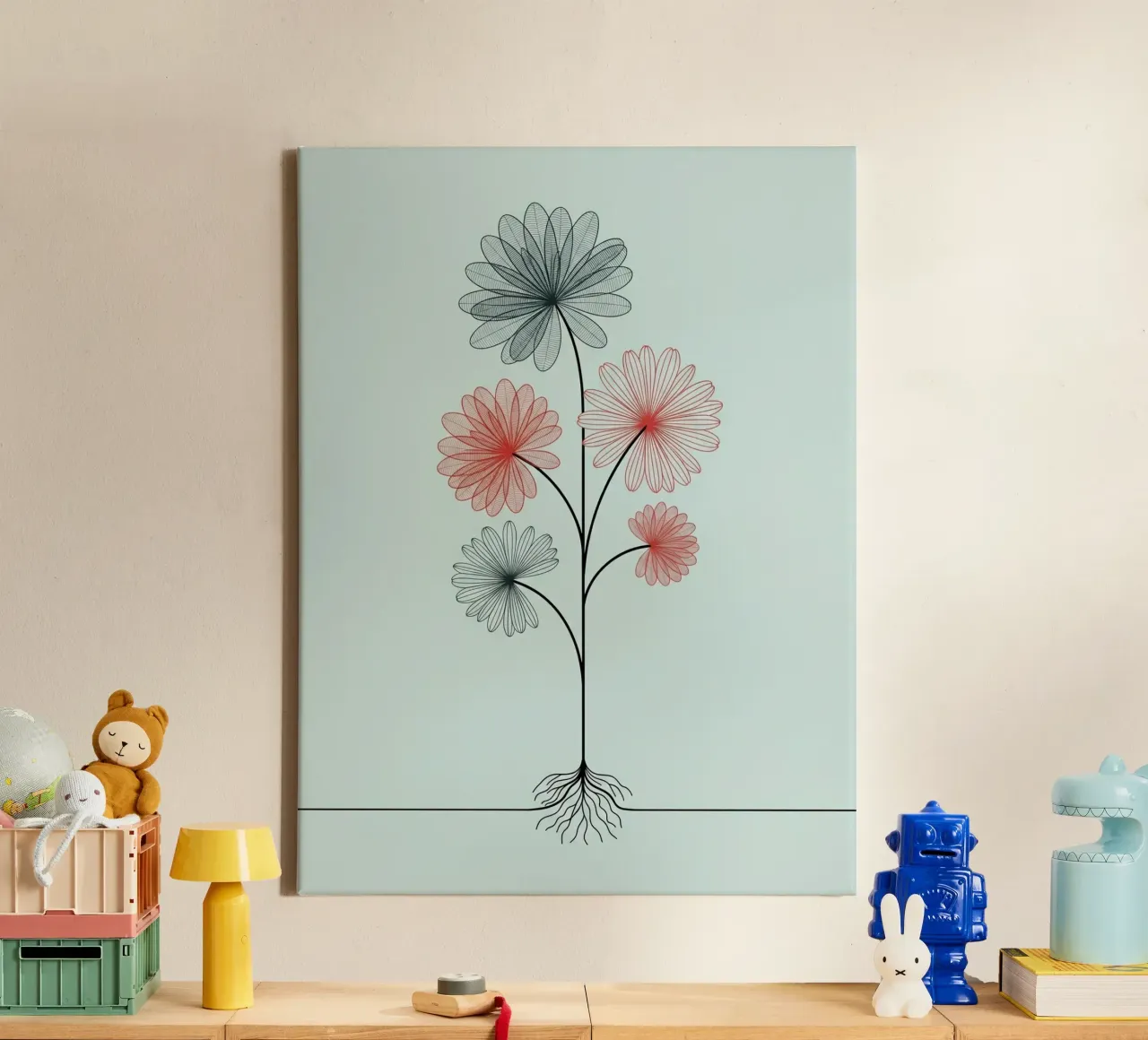 Floral bauhaus #081:  Good Vibrations tela con Cornice a cassetta da Zen Design