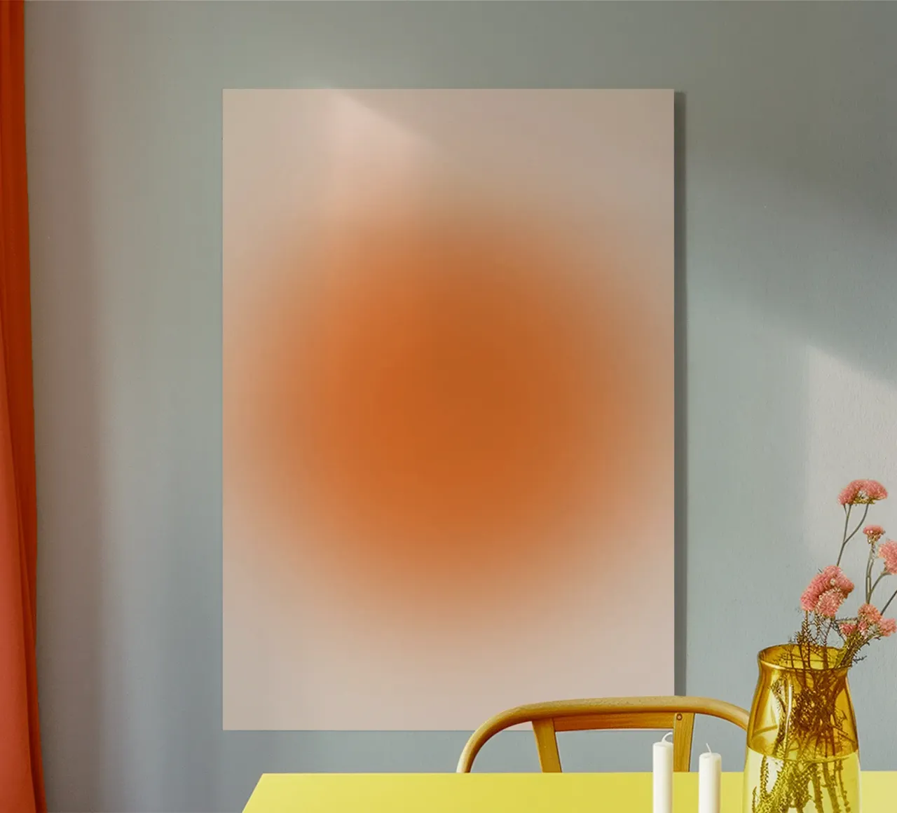 Warm Orange Aura Gradient Minimalist Art Print acrylic glass by homdeco