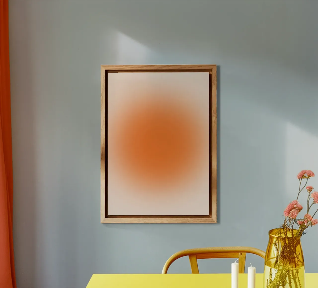 Stampa d'arte minimalista con sfumatura arancione calda pannello forex da homdeco