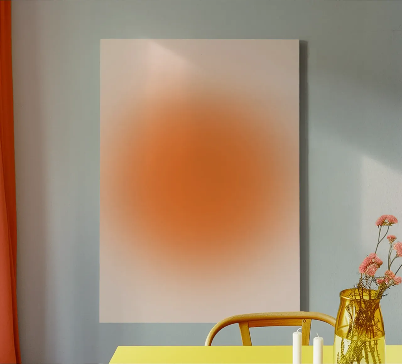 Warm Orange Aura Gradient Minimalist Art Print canvas by homdeco