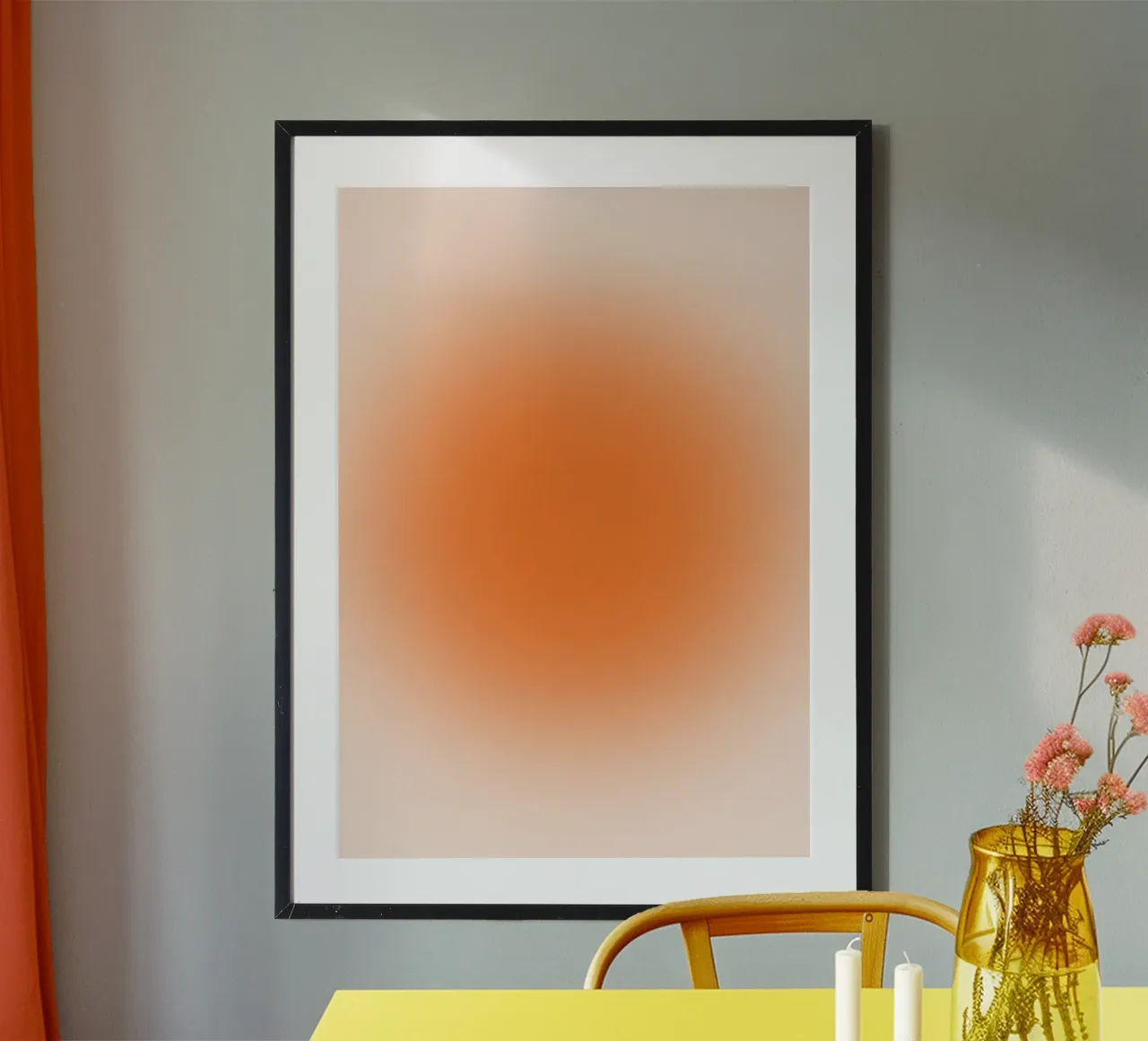 Warm Orange Aura Gradient Minimalist Art Print hahnemühle by homdeco