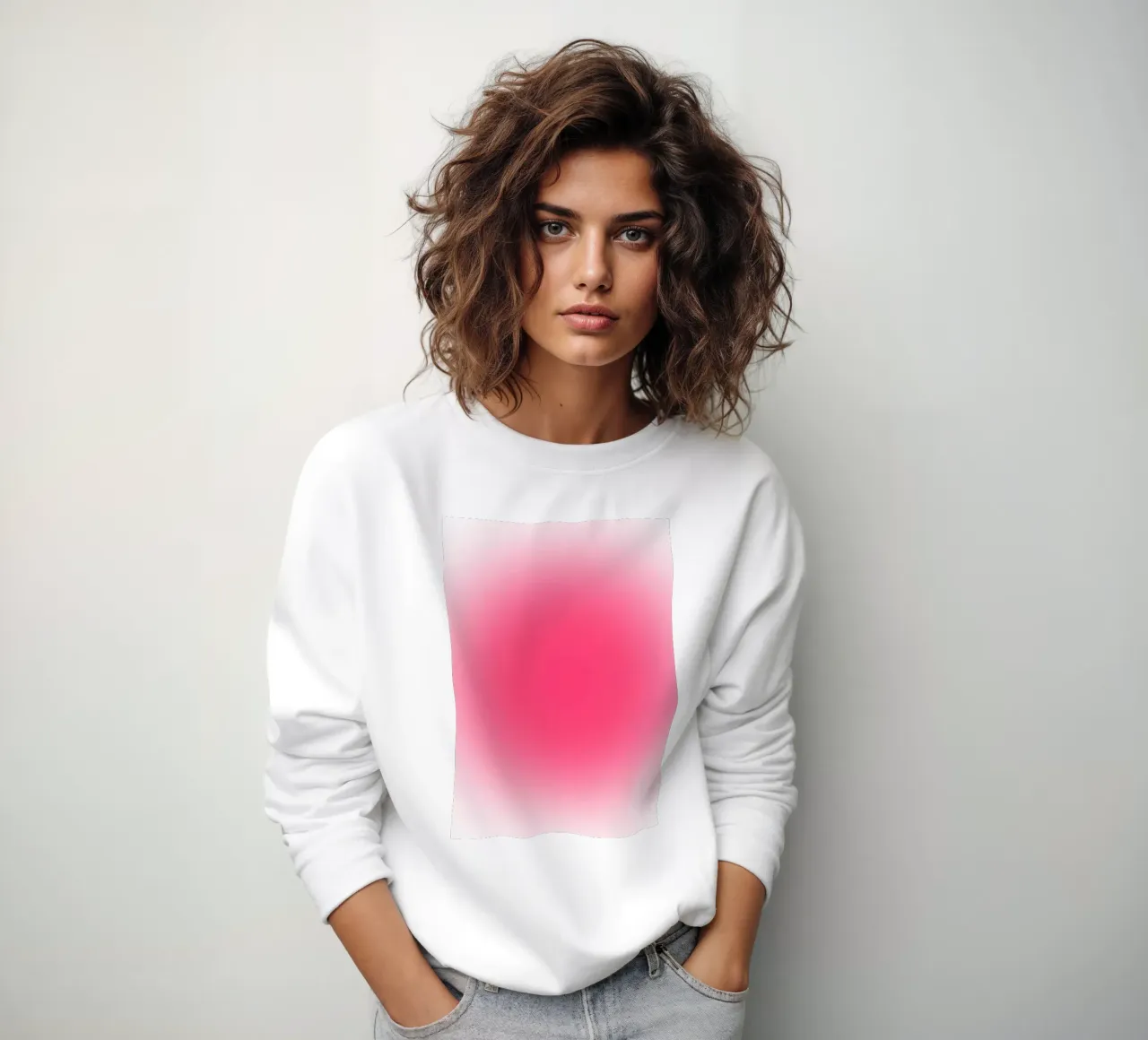 Levendige Fuchsia Roze Aura Kleurverloop Minimalistische Print sweatshirt van homdeco