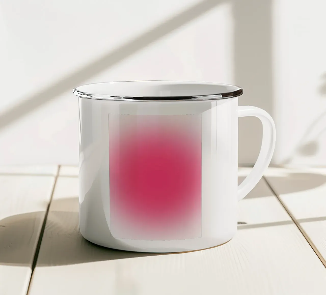 Levendige Fuchsia Roze Aura Kleurverloop Minimalistische Print emaille mok van homdeco