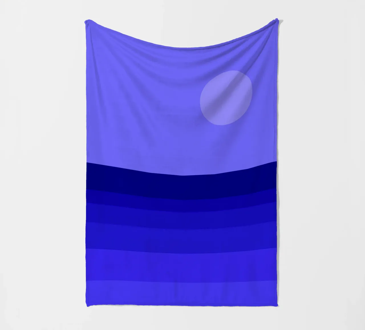 Blue Moon, abstract geometric sea view fleece blanket by Lilou Art