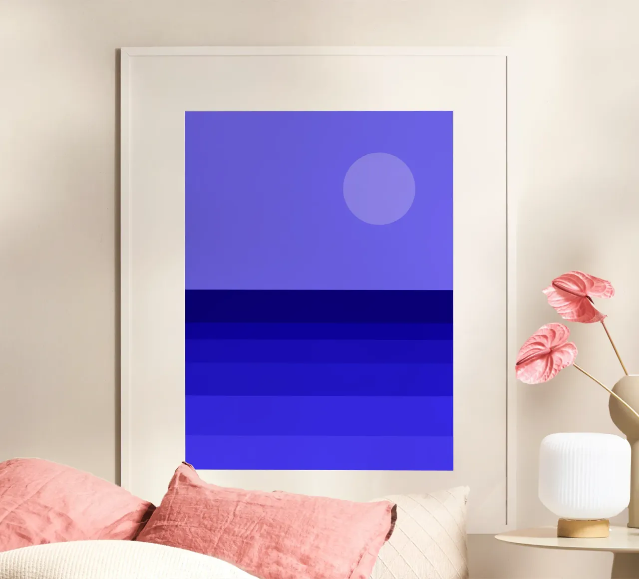 Blue Moon, vue abstraite de la mer géométrique hahnemühle de Lilou Art