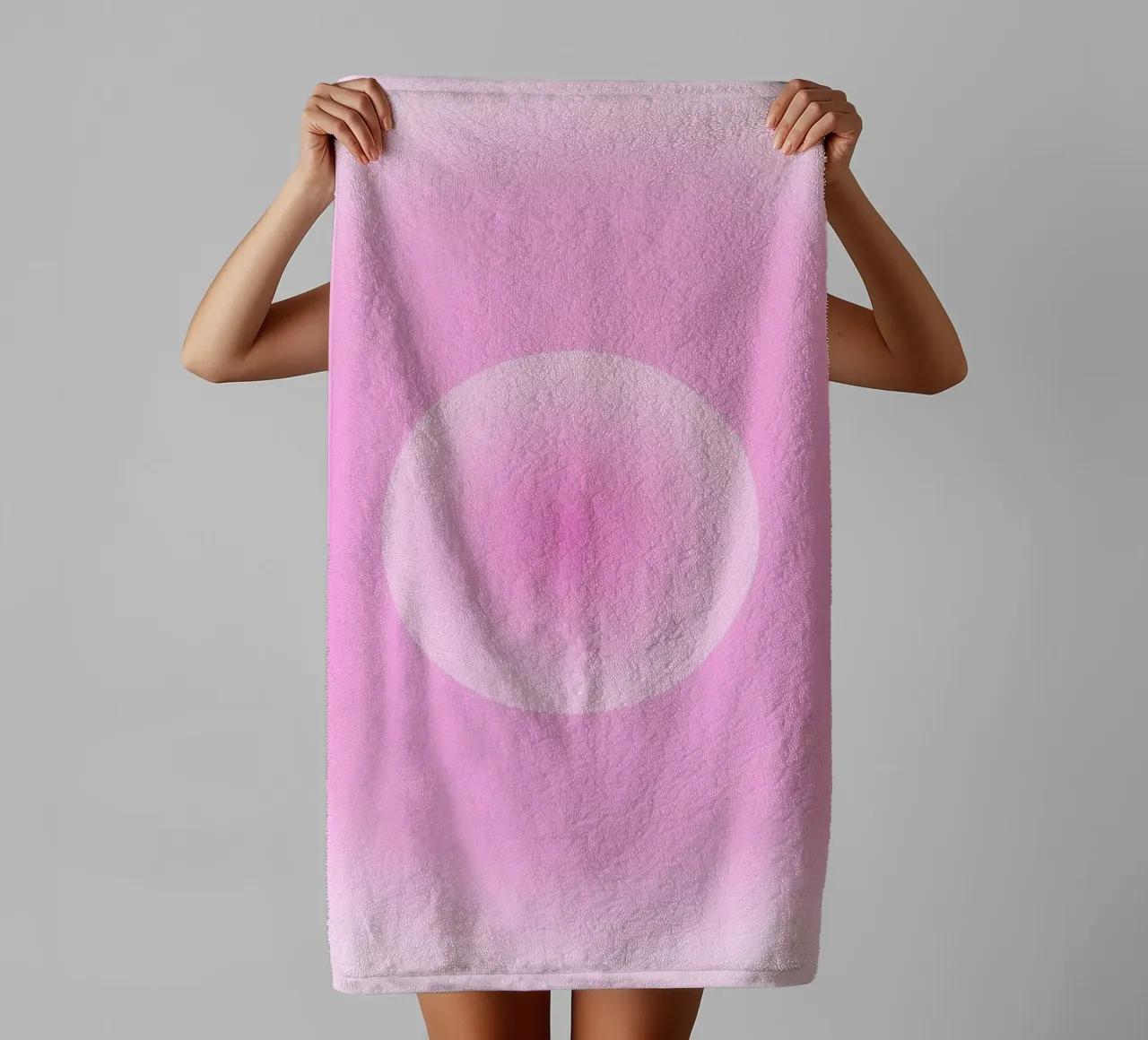 Pink Aura Sphere Gradient Minimalist Art Print towel by homdeco