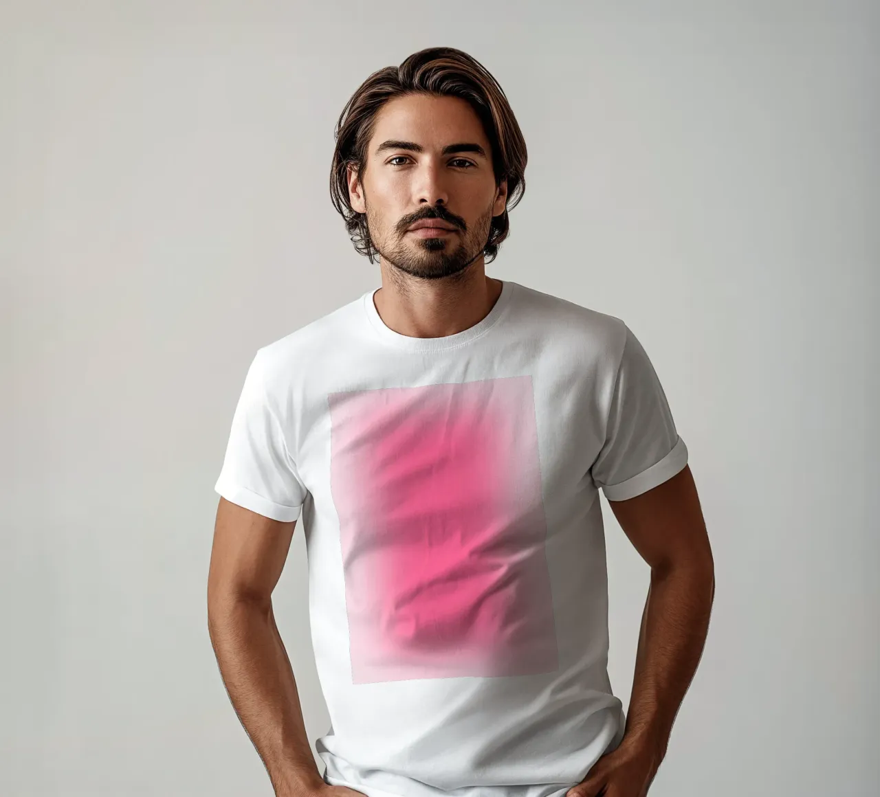 Rose vif Aura Gradient Minimalist Abstract Print t-shirt de homdeco