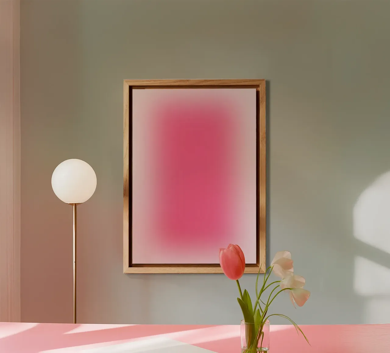 Rose vif Aura Gradient Minimalist Abstract Print alu dibond de homdeco