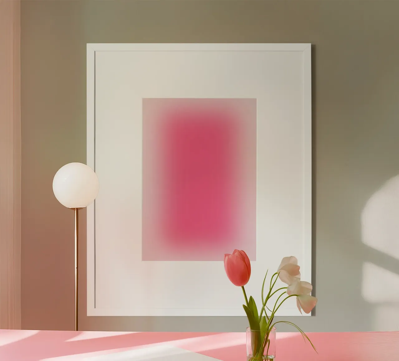 Rose vif Aura Gradient Minimalist Abstract Print hahnemühle de homdeco