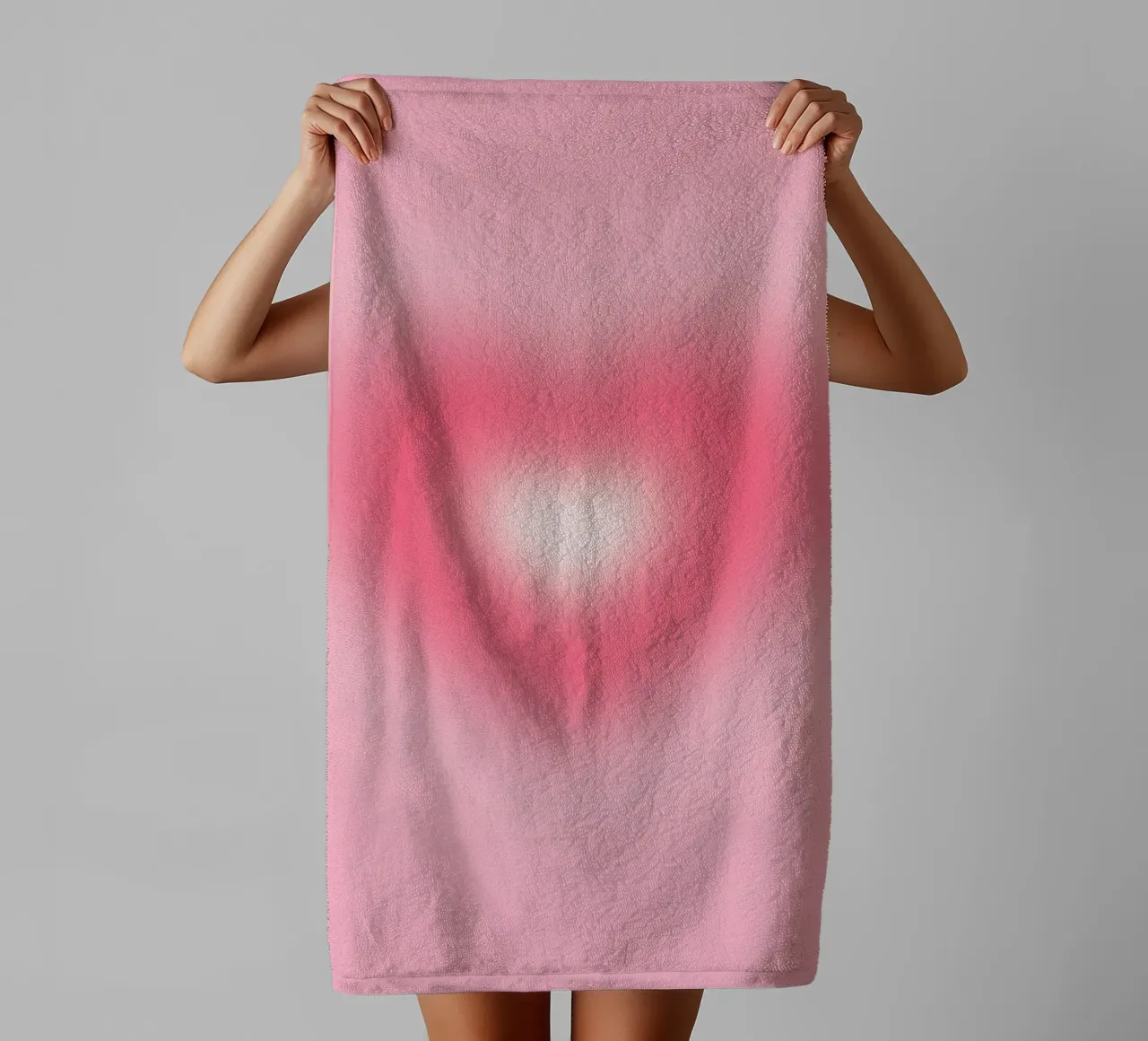Soft Pink Heart Aura Gradient Love Art Print towel by homdeco