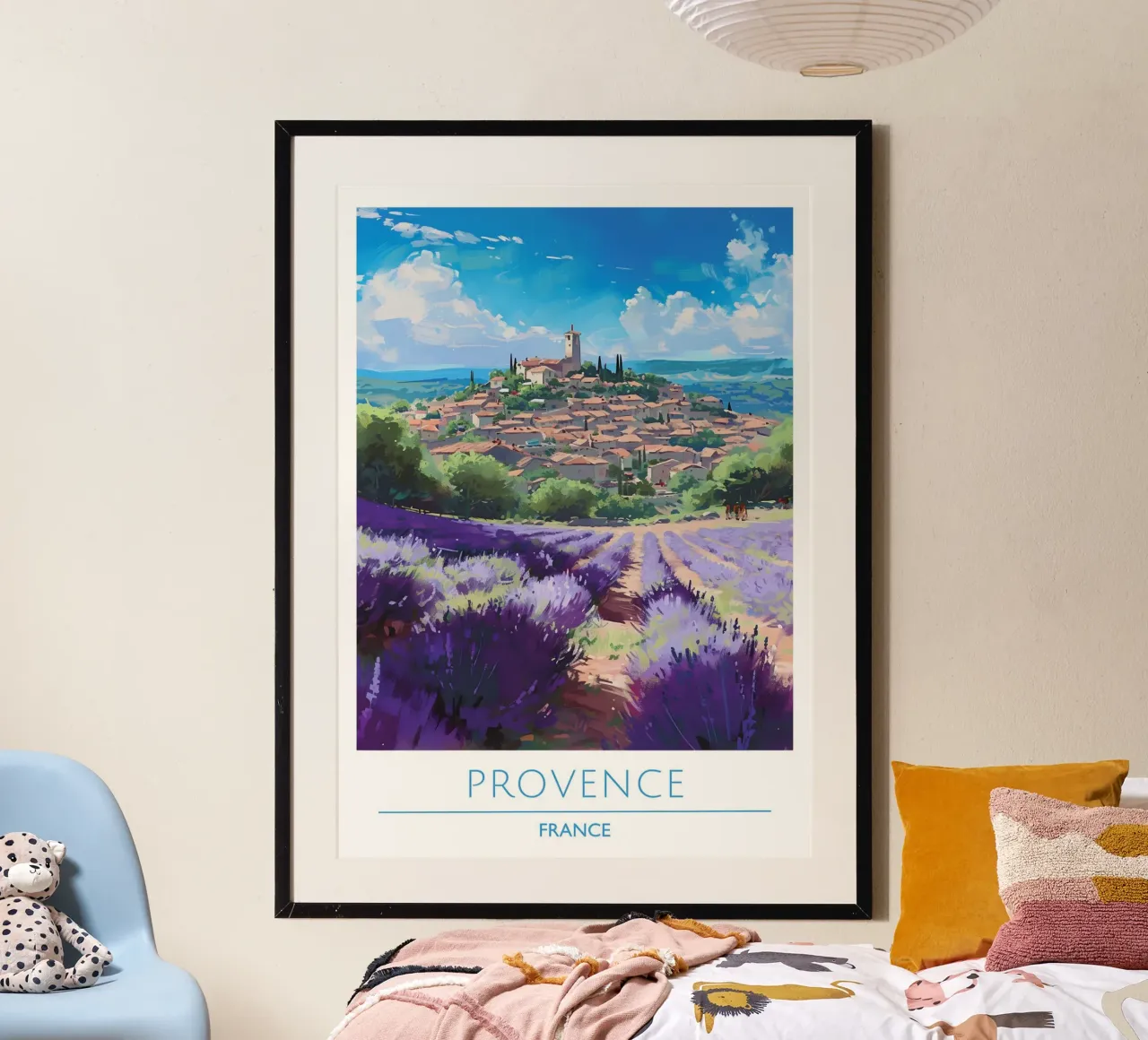 Rêves de lavande : Provence Hilltop Village Art Print Descript hahnemühle de homdeco