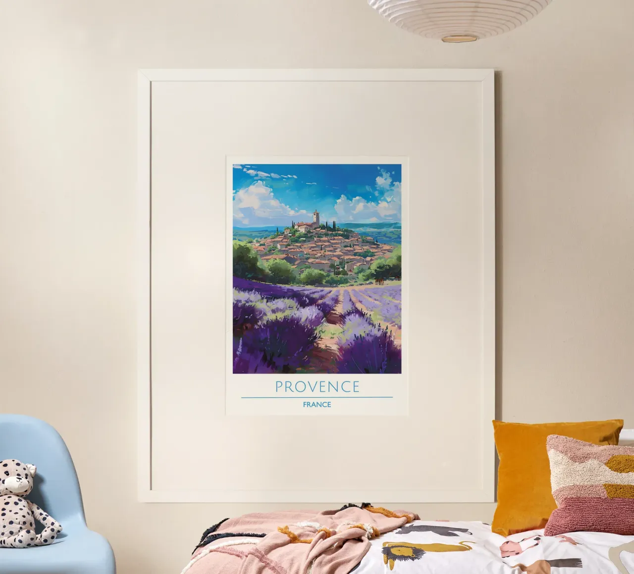 Rêves de lavande : Provence Hilltop Village Art Print Descript hahnemühle de homdeco