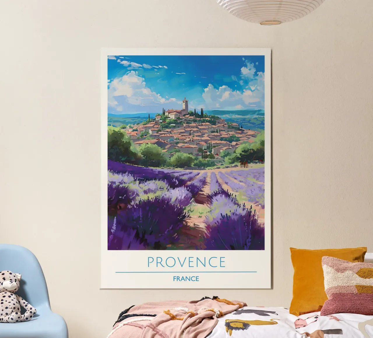 Rêves de lavande : Provence Hilltop Village Art Print Descript hahnemühle de homdeco