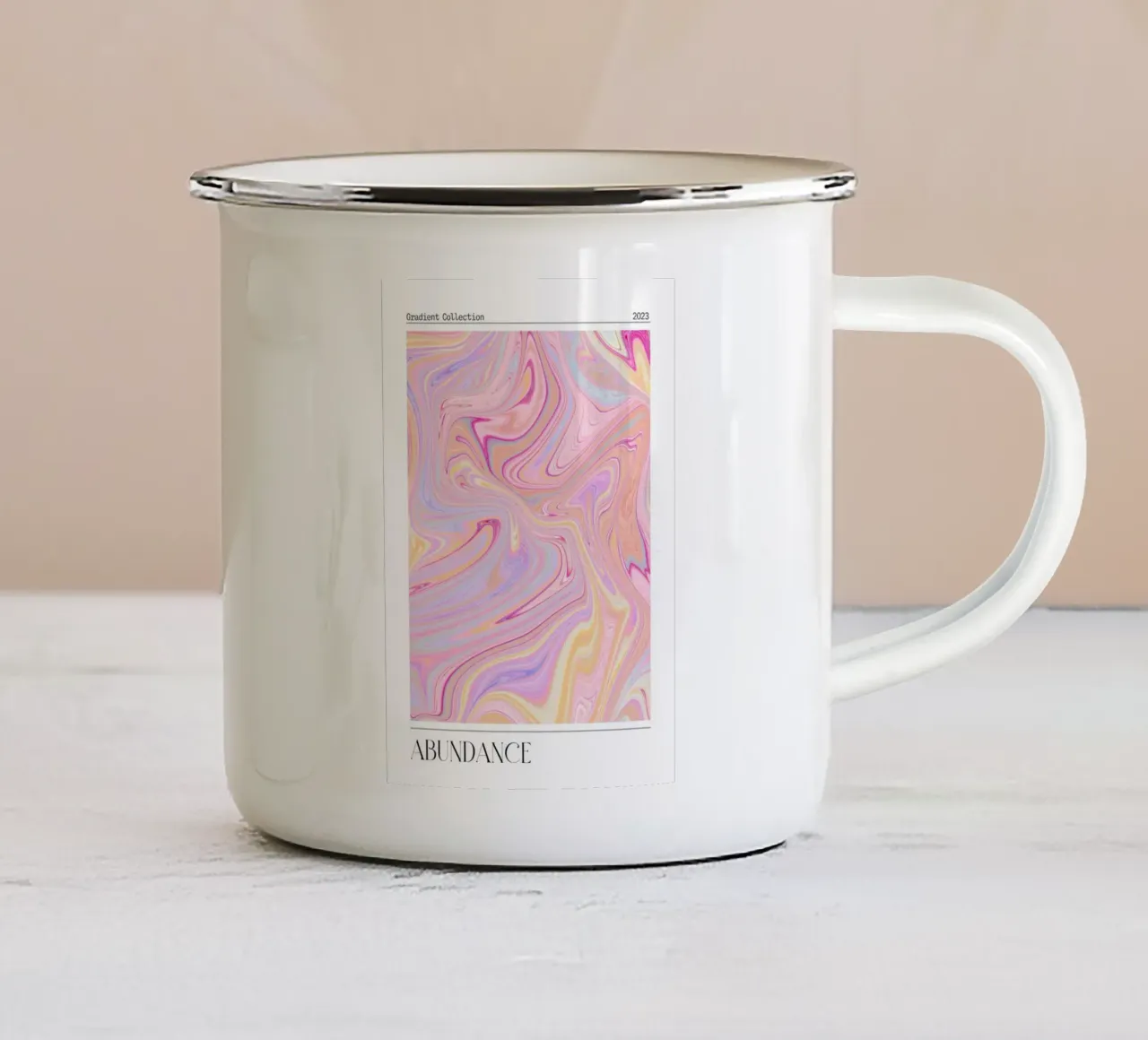 Stampa d'arte "Abundance Marble Swirl Pastel Gradient" (Abbondanza) tazza in smalto da homdeco