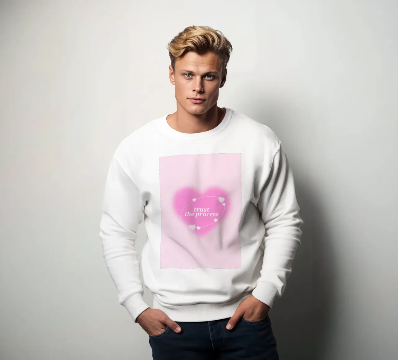 Trust The Process Pink Heart Aura Print - Liebe & Wachstum Sweatshirt von homdeco