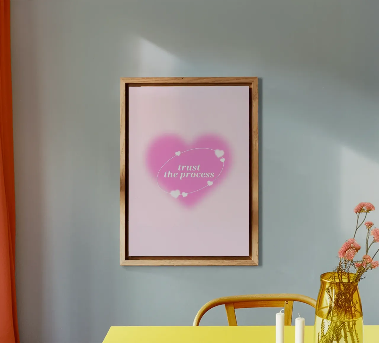 Fiducia nel processo Stampa aura cuore rosa - Amore e crescita pannello forex da homdeco