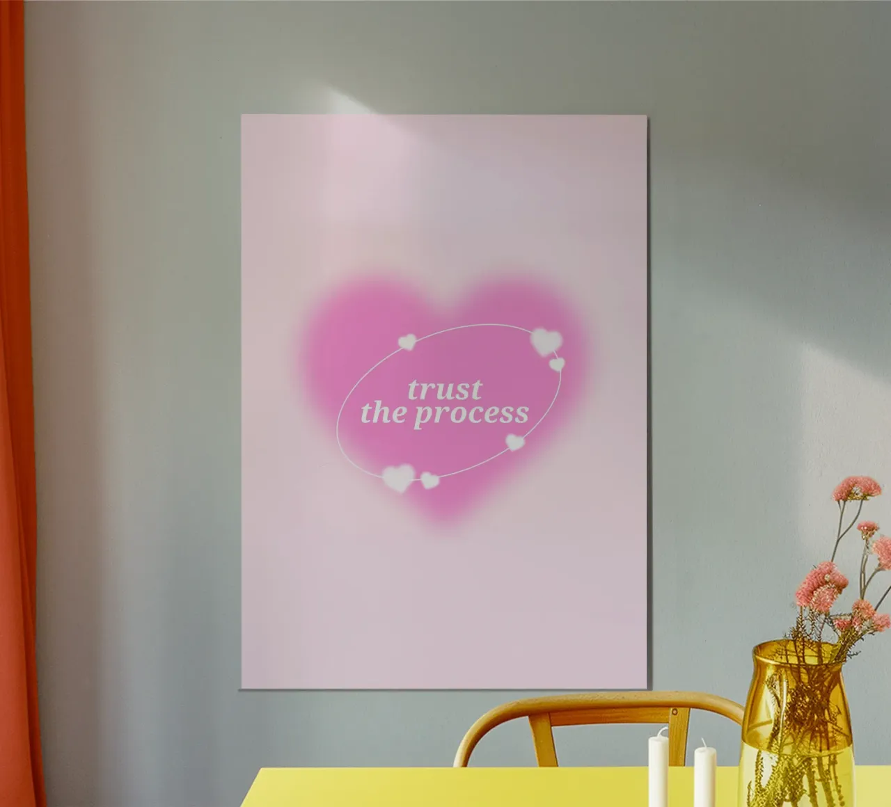 Fiducia nel processo Stampa aura cuore rosa - Amore e crescita pannello forex da homdeco