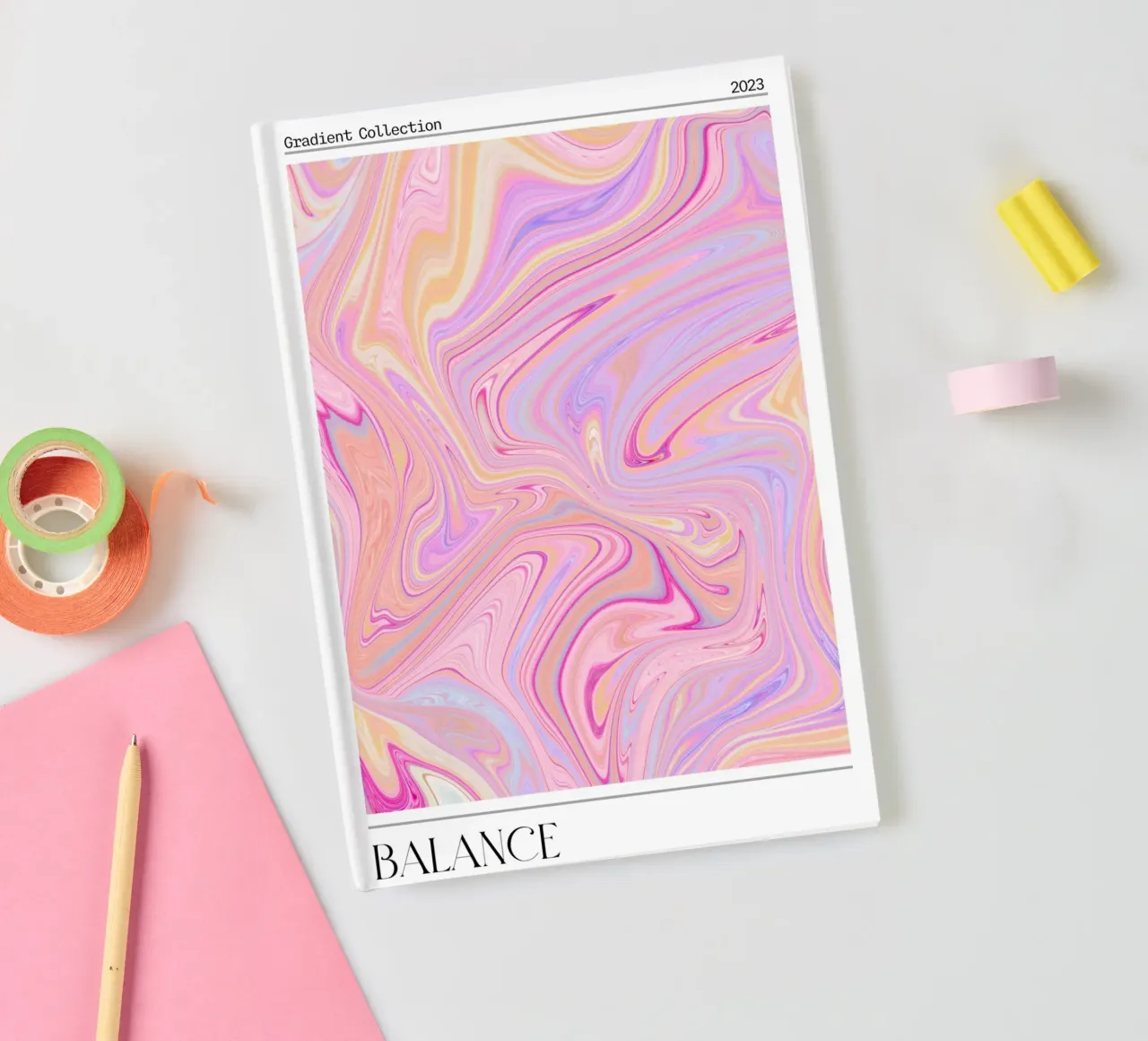 Balance Marble Swirl Pastel Gradient Art Print notebook by homdeco