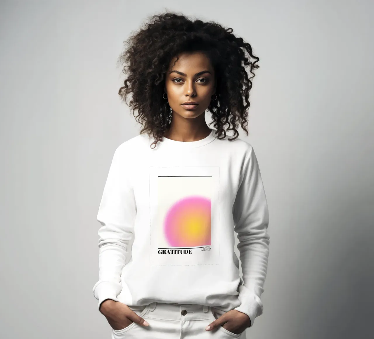 Gratitude Aura Gradient Print - Galería de exposiciones sudadera de homdeco