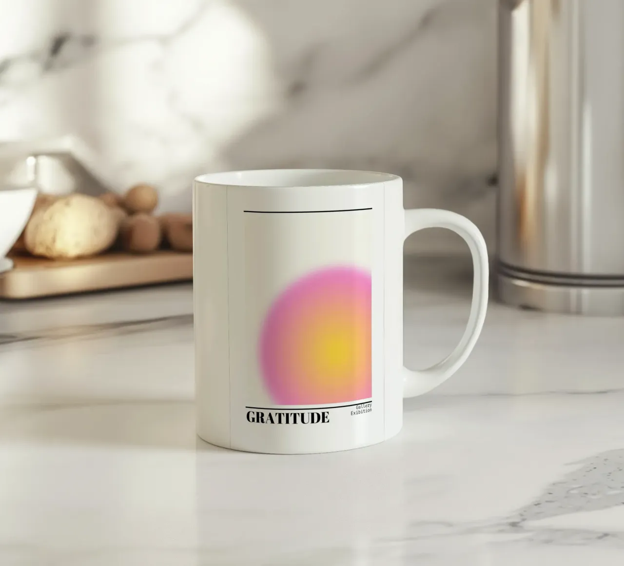 Dankbaarheid Aura Kleurverloop Print - Galerie Tentoonstelling keramische mok van homdeco