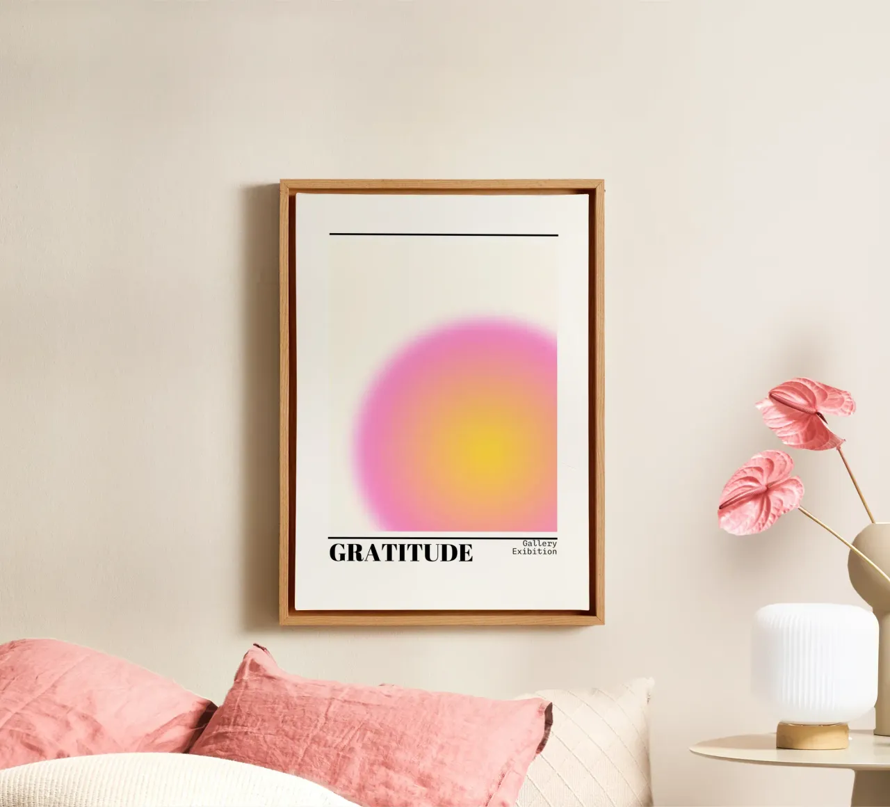 Gratitude Aura Gradient Print - Gallery Exhibition canvas by homdeco